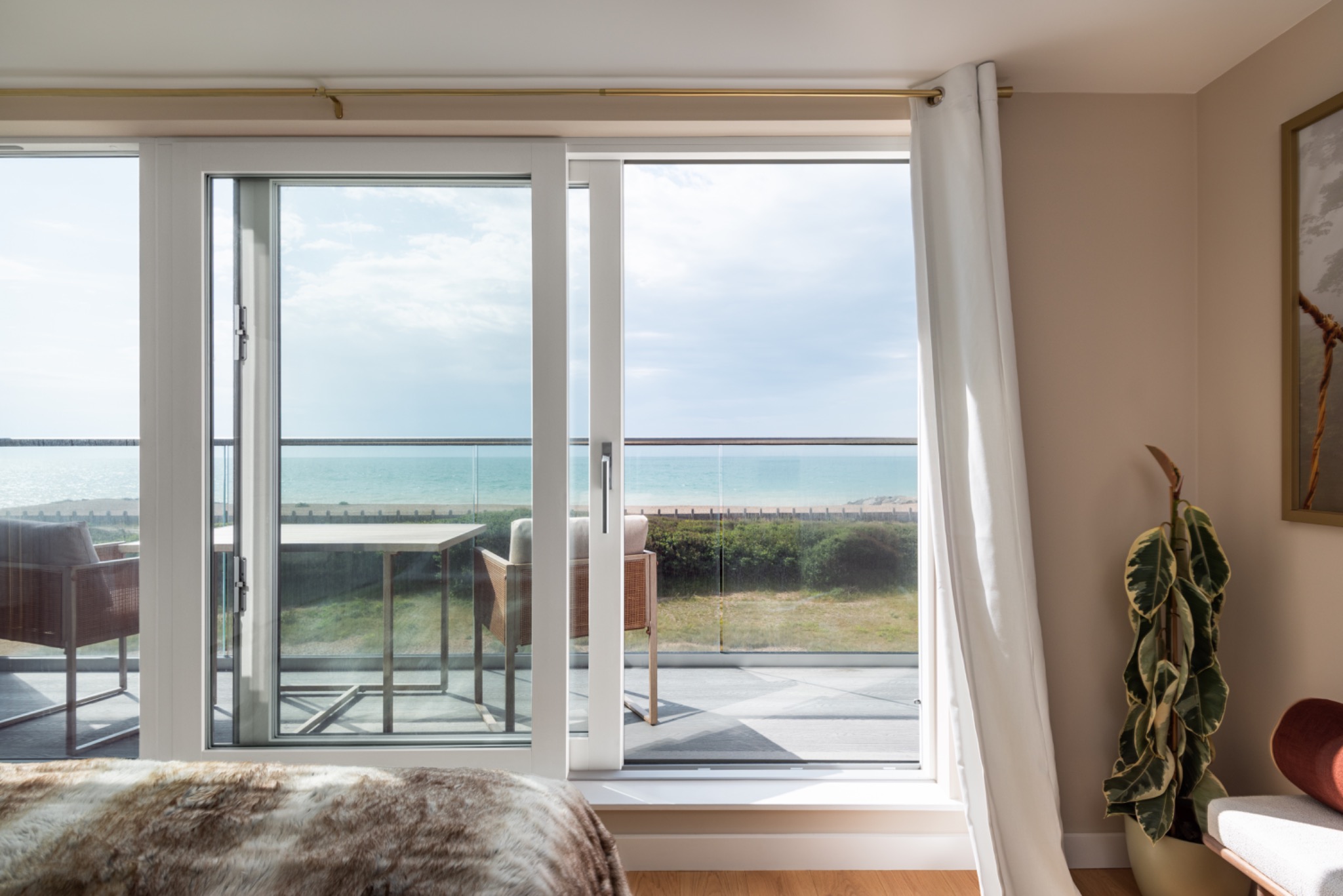 Coastal residential interior looking towards the sea