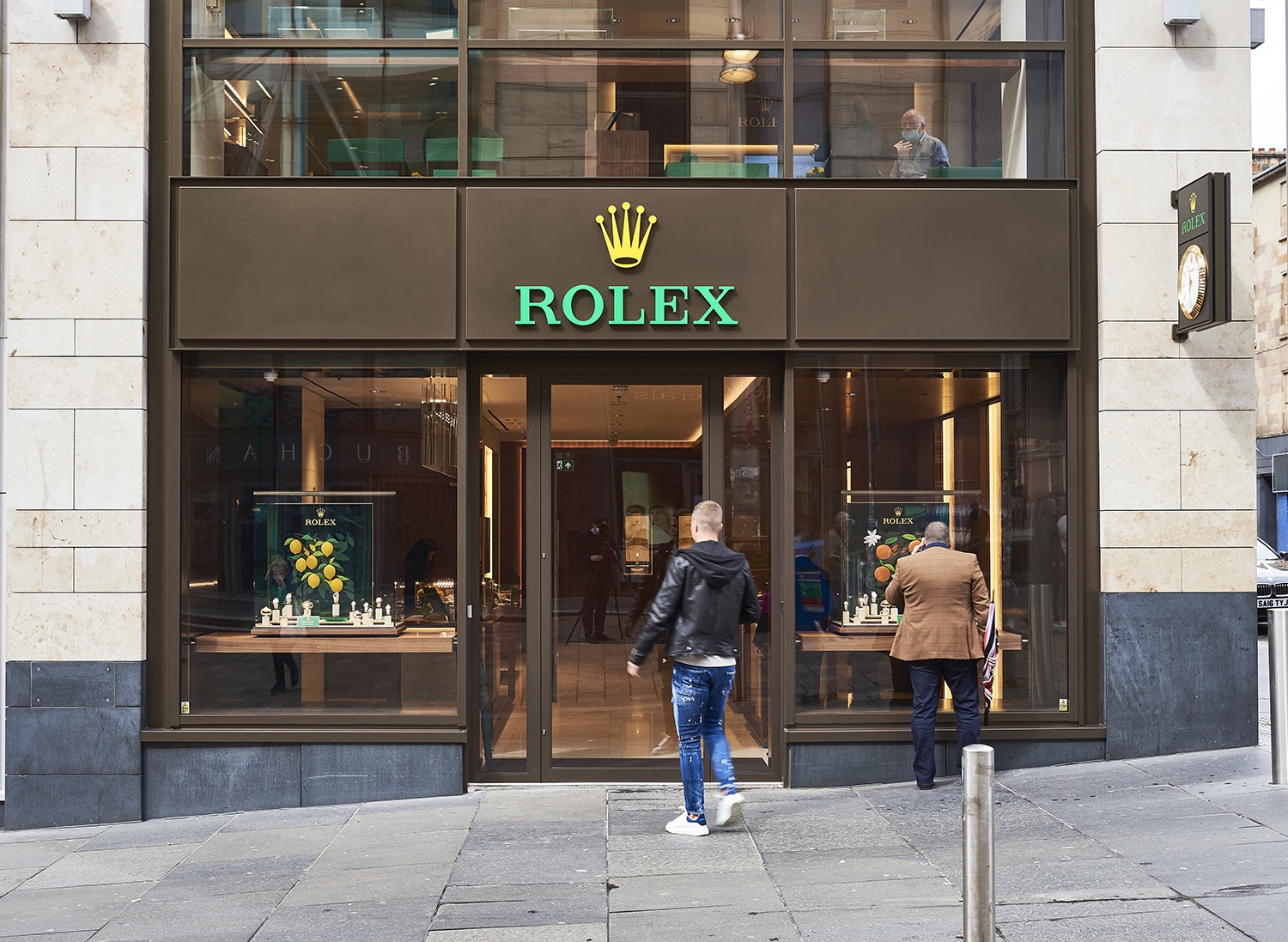 Rolex retail exterior, before retouching